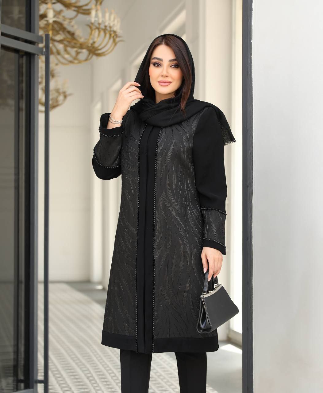مانتو مجلسی جواهر دوزی سایز بزرگ آیلین