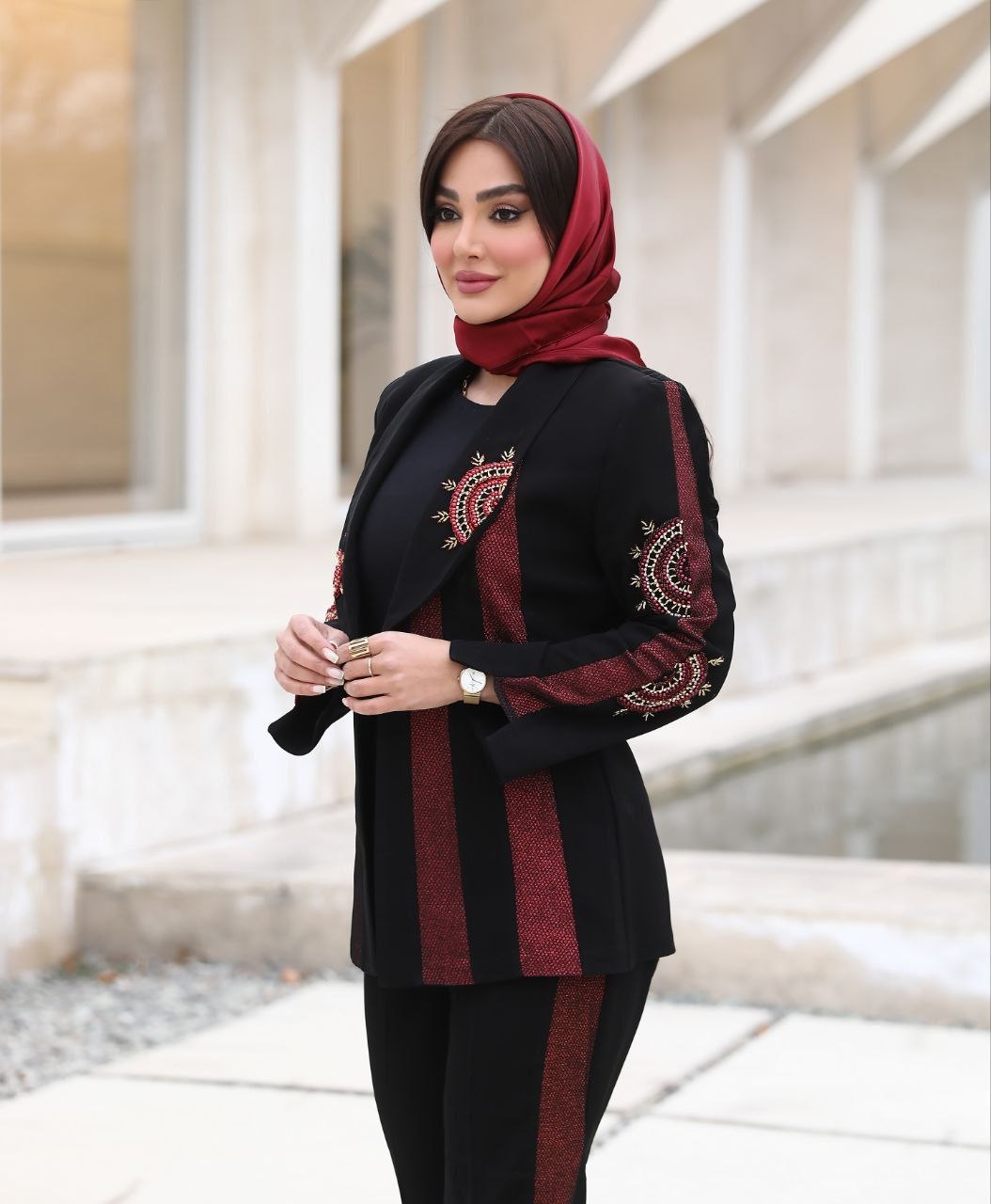 ست کت و شلوار مجلسی گل رز