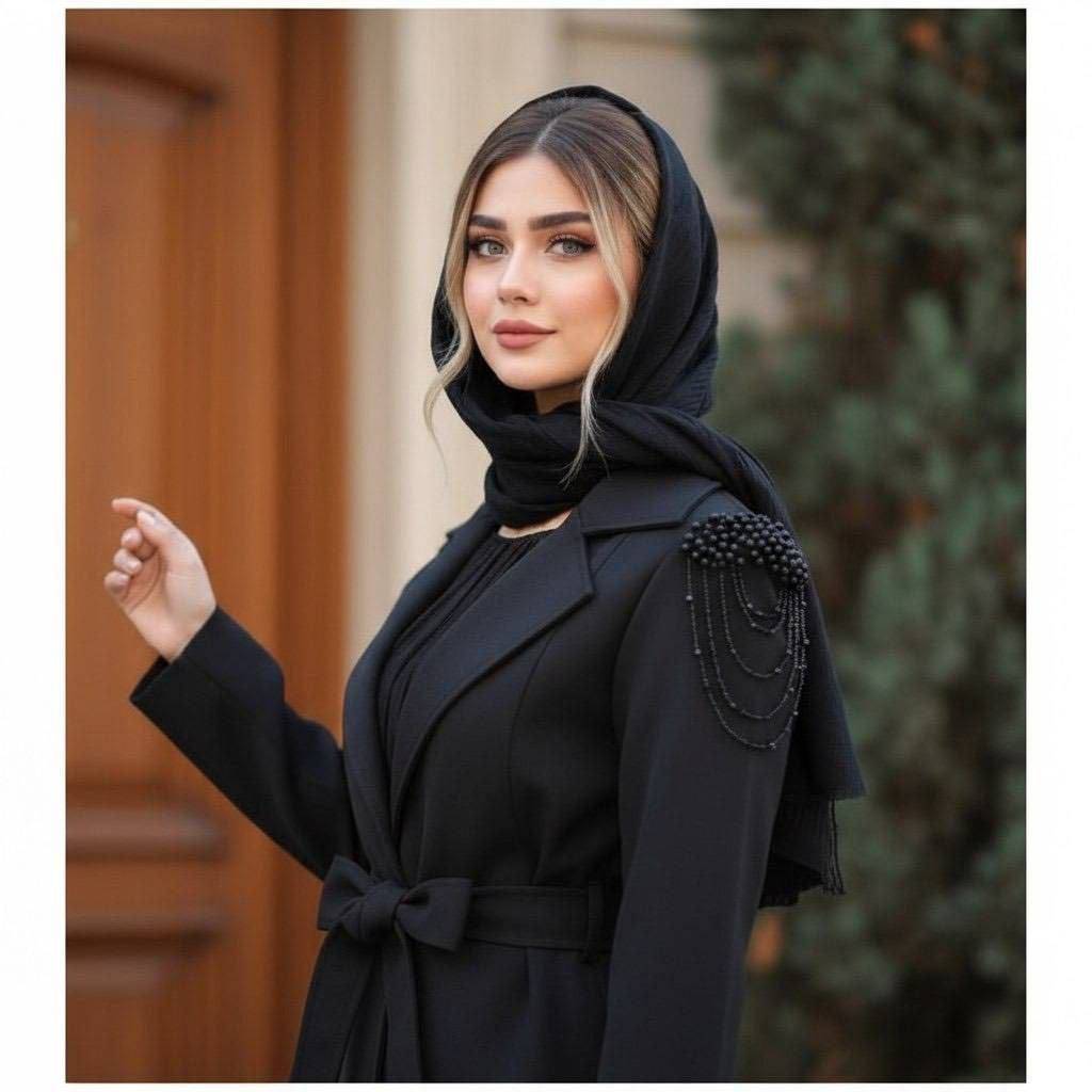 مانتو مجلسی بلند سرشانه مروارید بلانکا