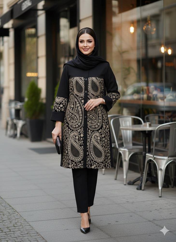 مانتو کتی بلند طرح اسلیمی زارا