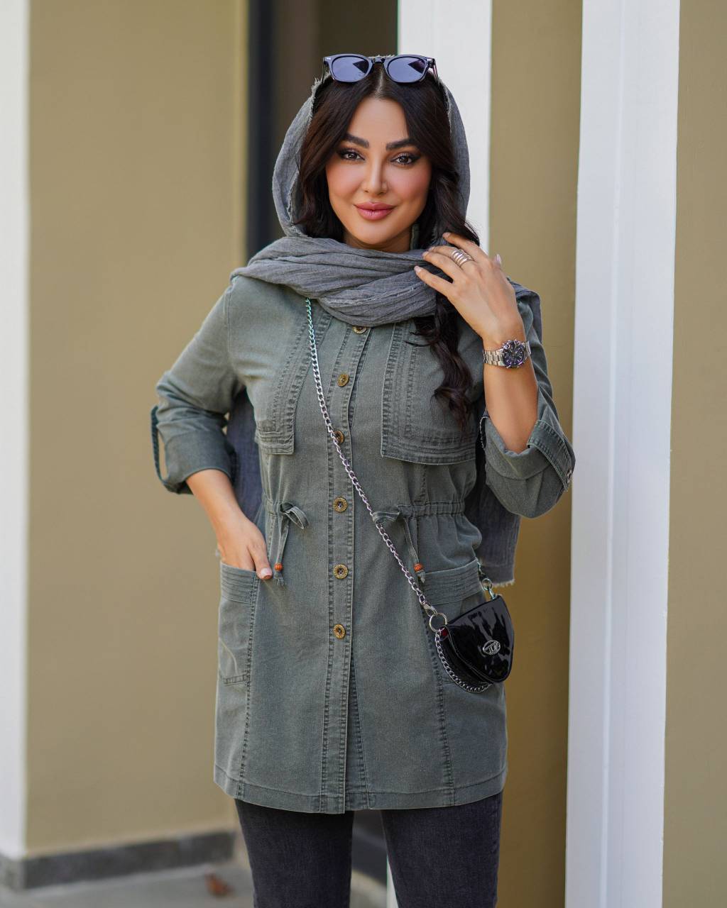 مانتو کتان یقه مردانه پالیز