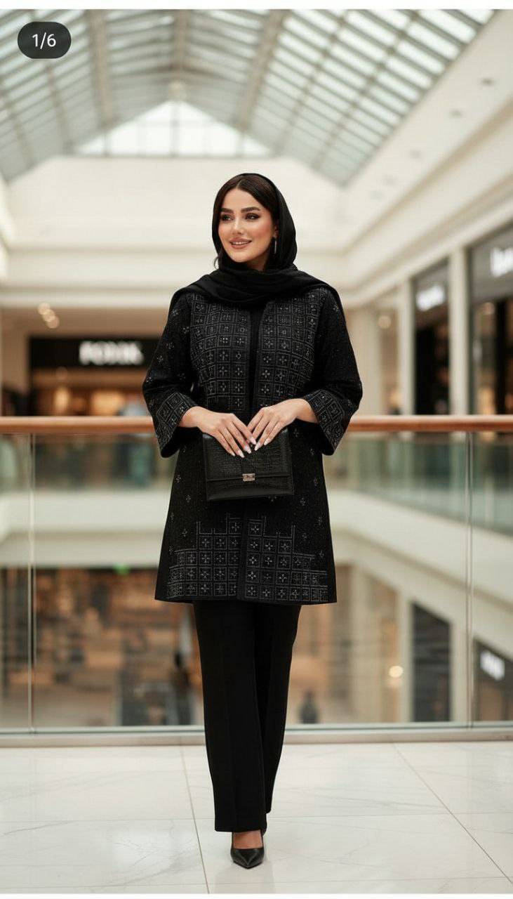 مانتو مجلسی نگین کاری فیروزه