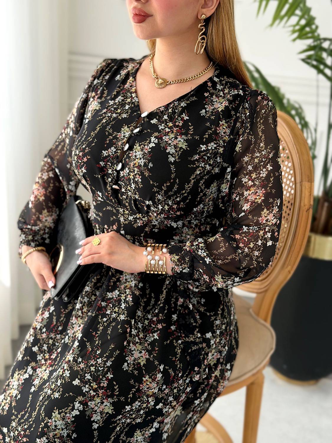 ساحلی حریر جلو دکمه دار ترک