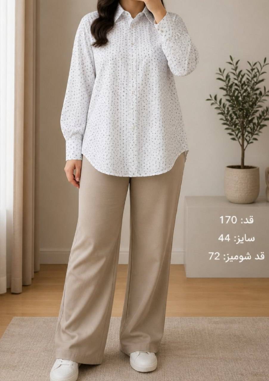 شومیز لینن طرحدار ترک