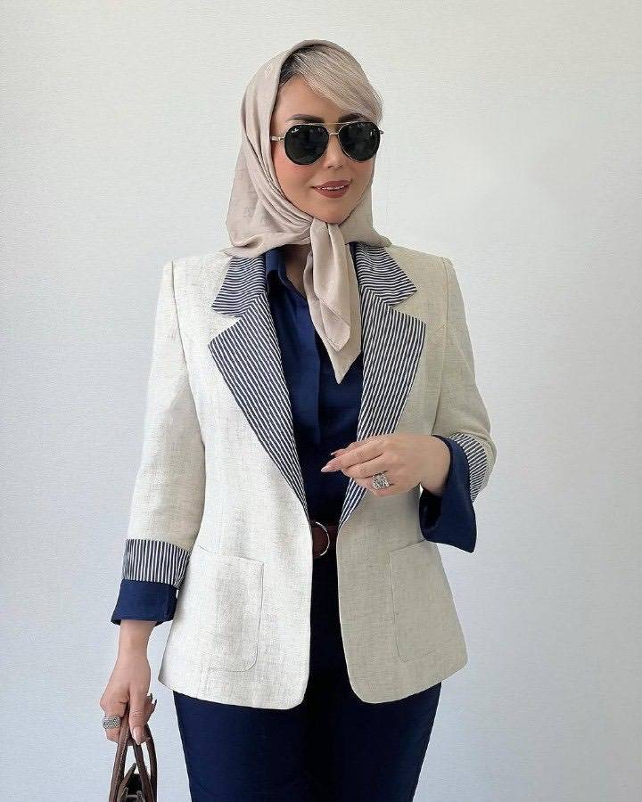 کت لینن آستین پاکتی سایه