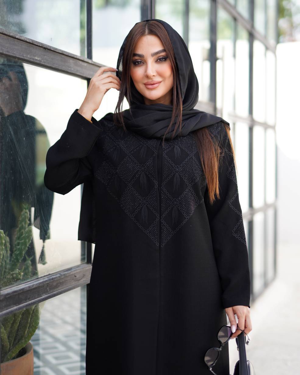 مانتو مجلسی سایز بزرگ گلدوزی پاپیون
