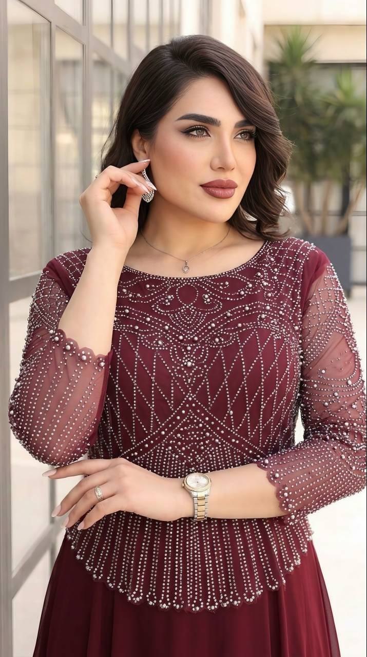 پیراهن مجلسی سایز بزرگ سنگ دوزی لعیا